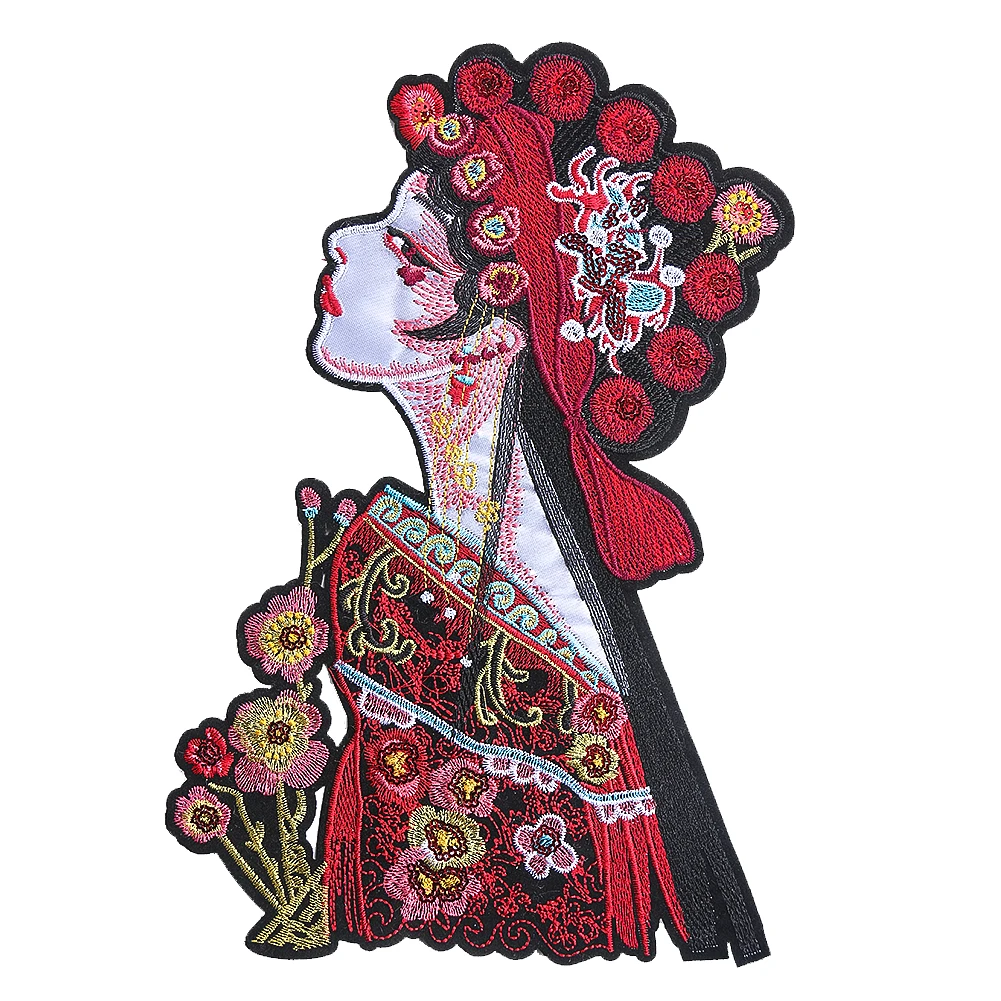 

Peking Opera Character Embroidery Patch Chinese Style Applique Repair Sew on Clothes Decor Apparel Sewing Supplies for Cheongsam