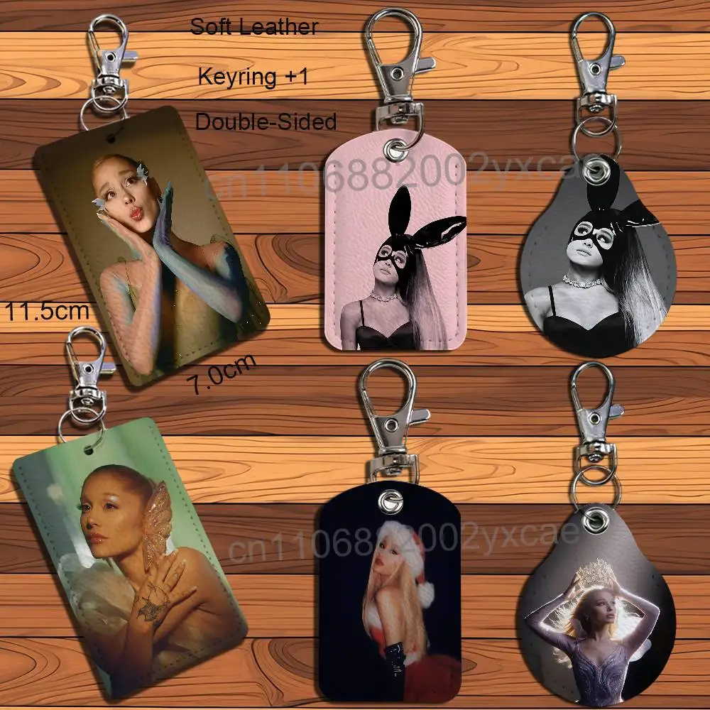 Dangerous Woman petal Ariana Grande Leather Keychain Badge Holder with Lanyard - ID/Access Card Holder, Key Ring Accessory