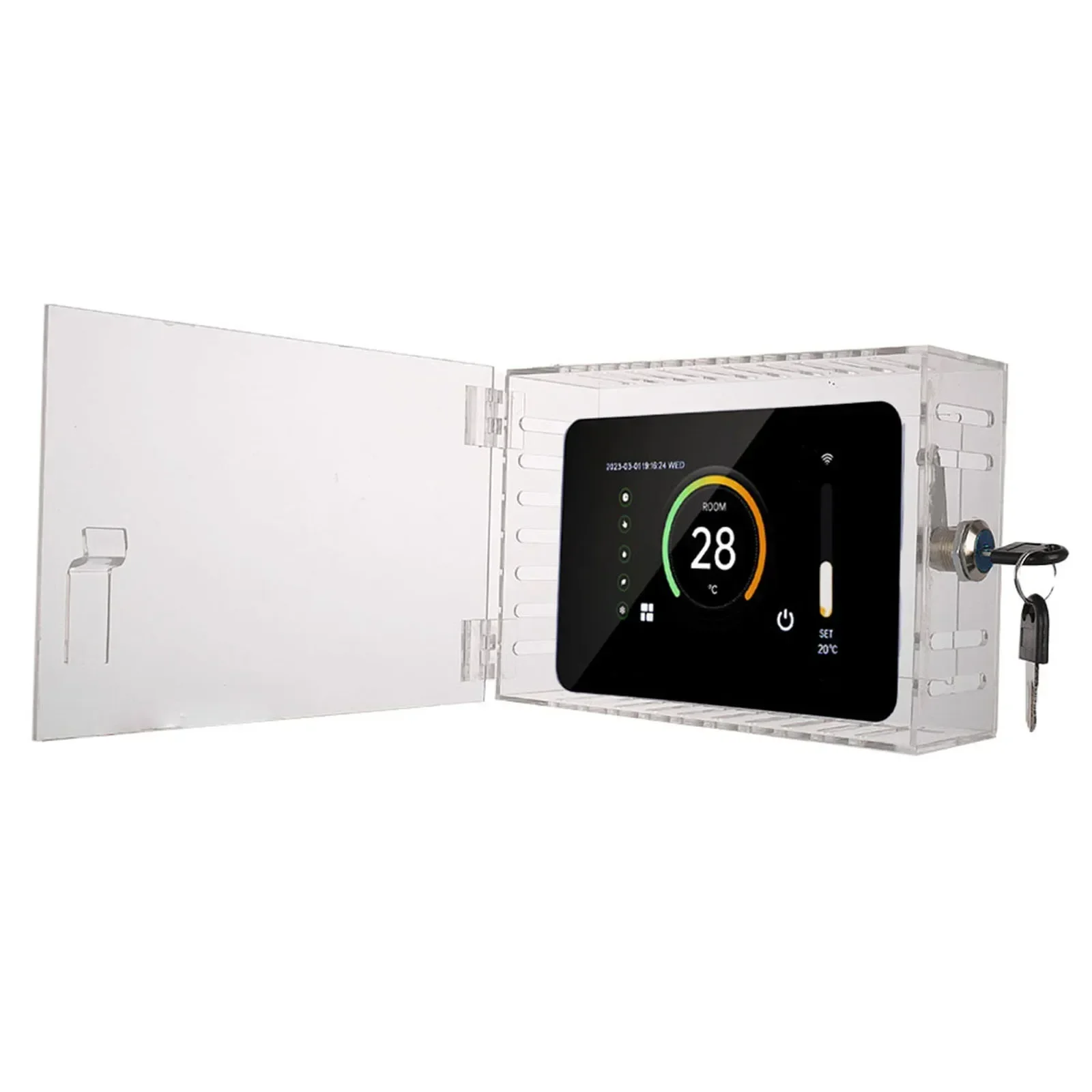 Thermostat Lock Box With Key Transparent PS Protective Cover Thermostatfor Thermostat On Wall 18.5X12X5.5cm