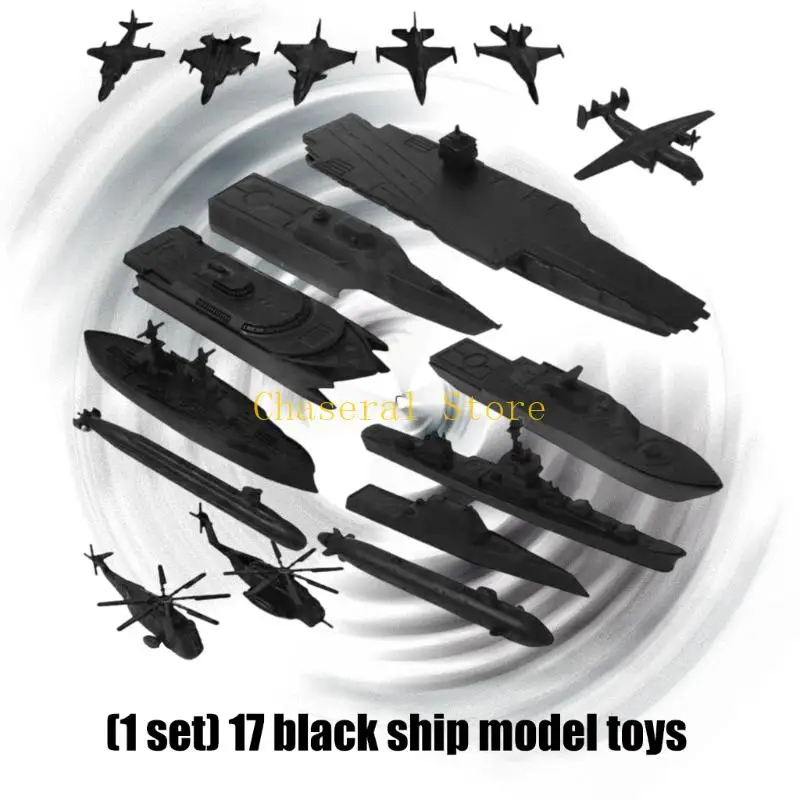 E7CE Collectible Black Naval Ship Building Set Educational Marine Scene Setting Toy