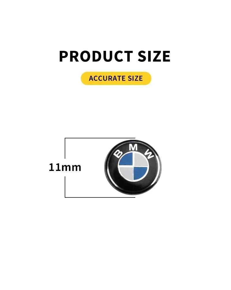 11/14MM 3D Aluminum Car Key Shell Stickers For BMW M M1 M2 M3 F32 E52 E53 E60 E90 E91 E92 E93 F01 F30 Auto Key Remote Fob Decals