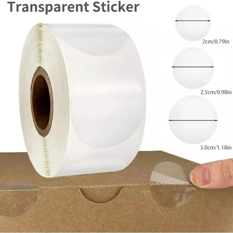 3 Size 2/2.5/3cm 500pcs Crystal Clear Transparent Round PVC Stickers Sticker Envelope TabSealer Retail Package Clear Seal Labels