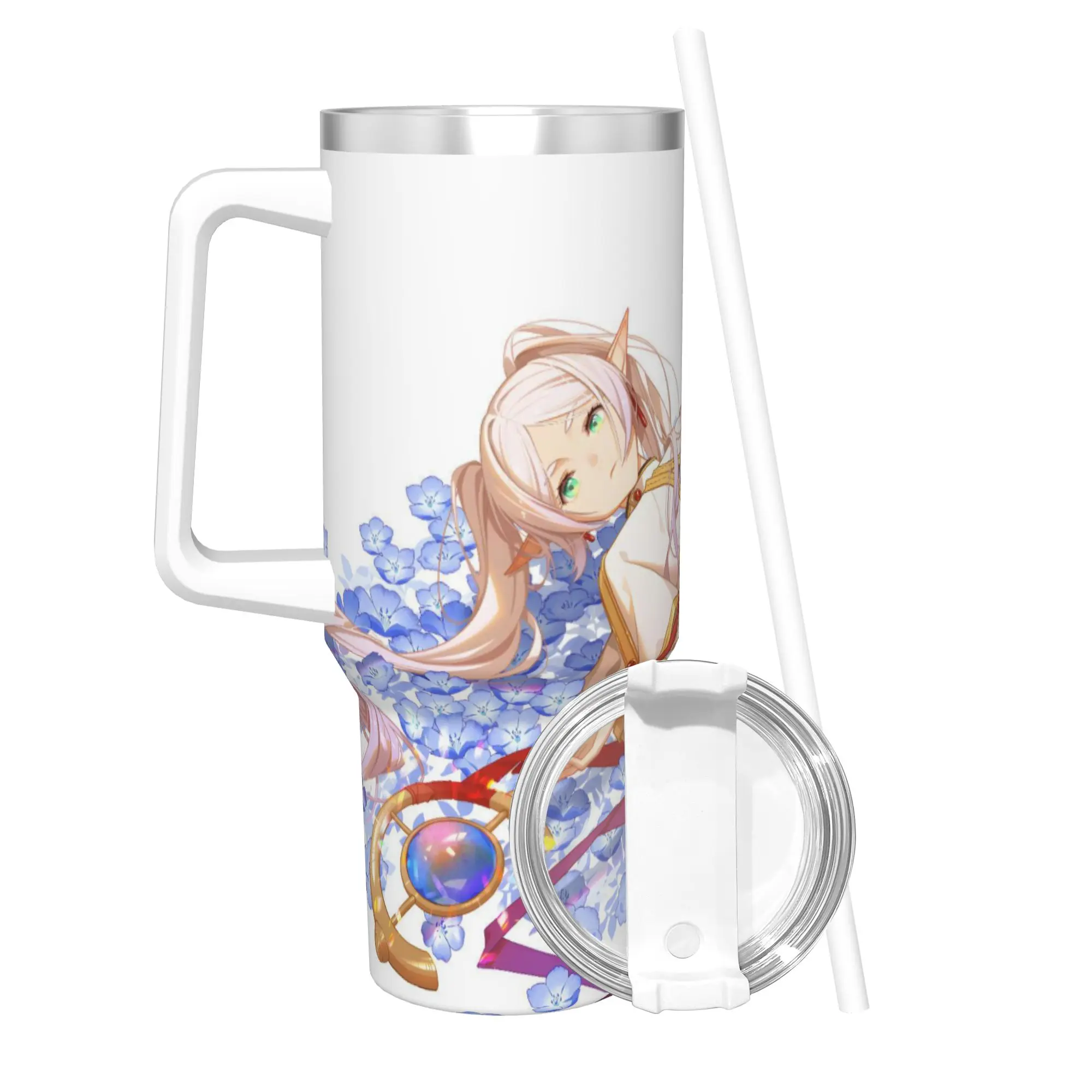 40OZ Stainless Steel Tumbler Frierens Beyond Journey's End Anime Thermal Cups  Portable Hot Drinks Car Mugs Camping Water Bottle