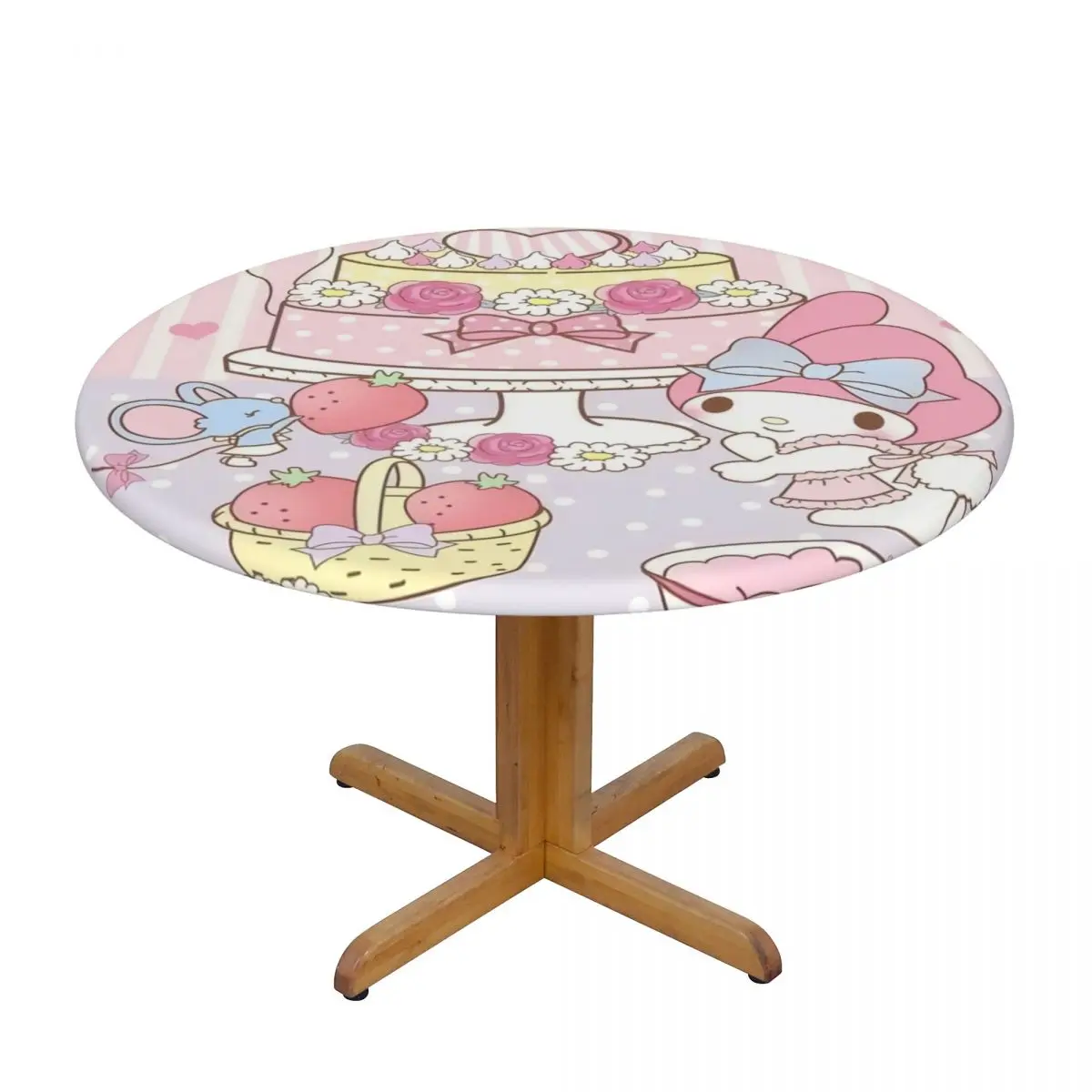 Custom Round Cartoon My Melody Sanrio Japan Anime Tablecloth Fit 40