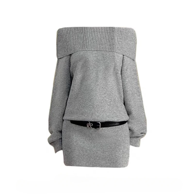 Hot Girl College Style monospalla a maniche lunghe maglione vestito donna autunno inverno pendolarismo temperamento tutto-fiammifero abiti corti