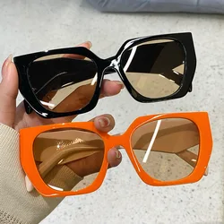 Vintage Brand Designer Polygon Sunglasses Women For Men 2024 Luxury Fashion Sun Glasses Trendy Punk Ladies Orange Big Shades