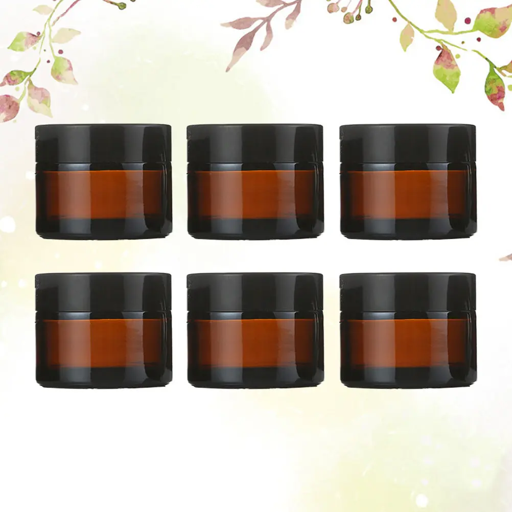 6Pcs Subpackaging Bottle Cosmetics Container 20g Brown Bottle Black Lip Easy to Carry No Leakage for Makeup Bag