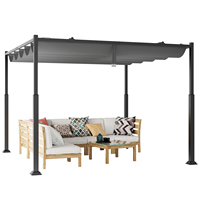 Pergola with sliding roof, 3.1x3.1 m pavilion waterproof stable winter resistant, garden pavilion with sturdy metal pillars for terrace