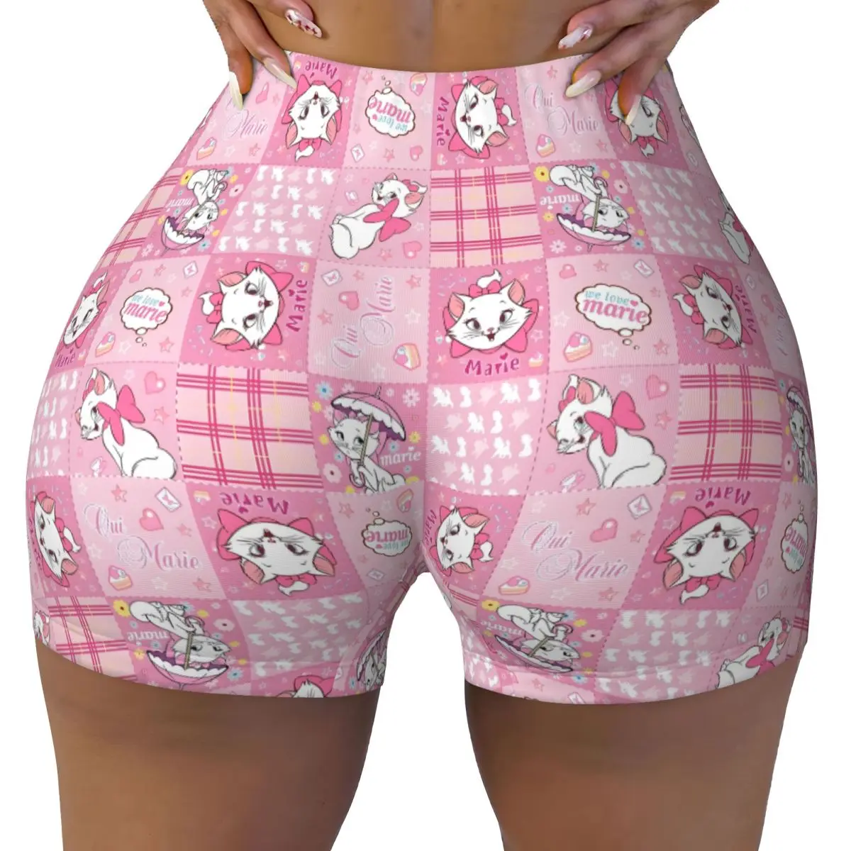 

Custom Cute Marie Running Volleyball Gym Shorts Women Anime Cartoon Athletic Workout Yoga Shorts