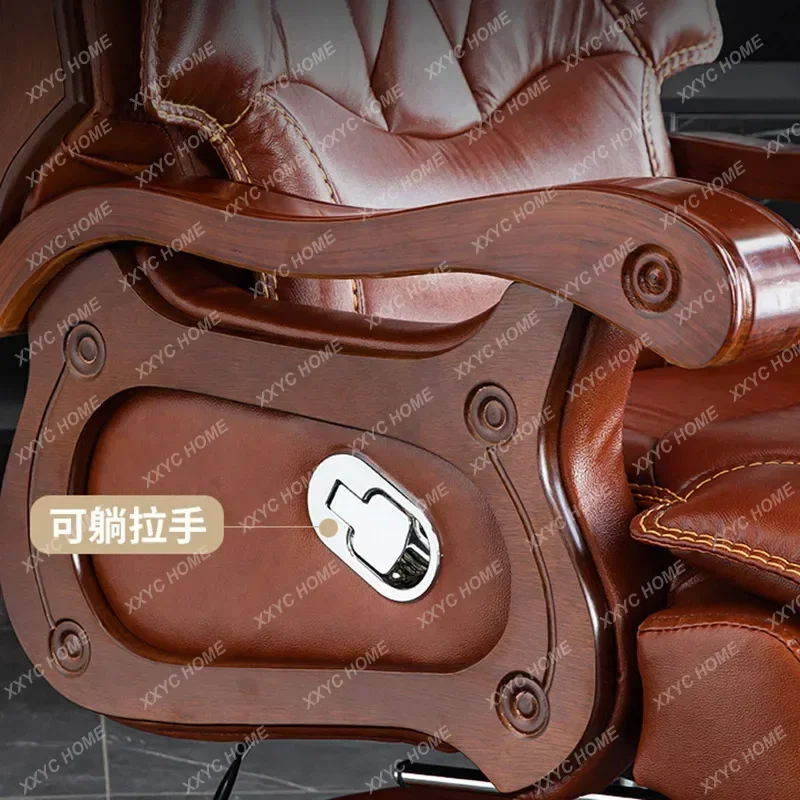 Chefbürostuhl aus Leder, Lordosenstütze, Chefbürostuhl, Computer, bequeme Silla Oficina-Wohnmöbel