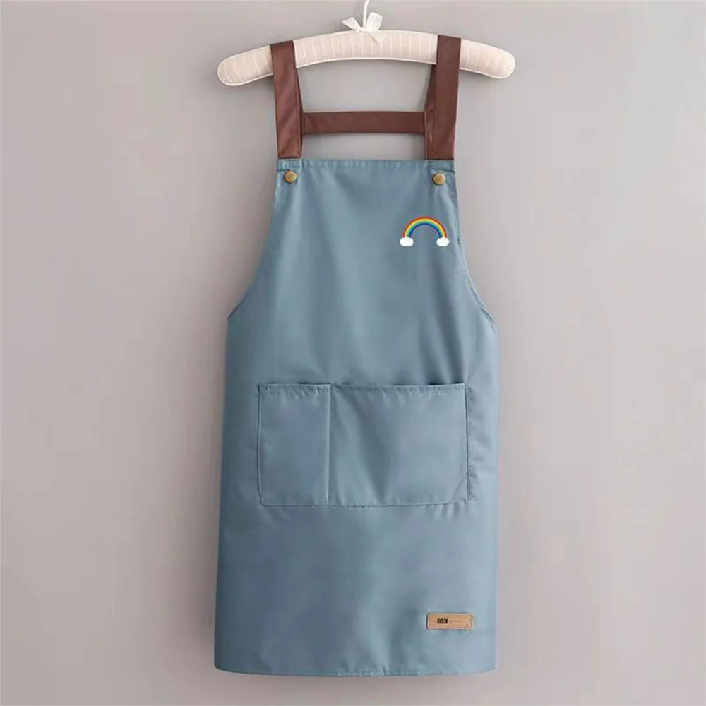 Kitchen Household Waterproof and Oil-proof Men\'s and Women\'s New Apron Korean Version Japanese Work Housework Apron Overalls