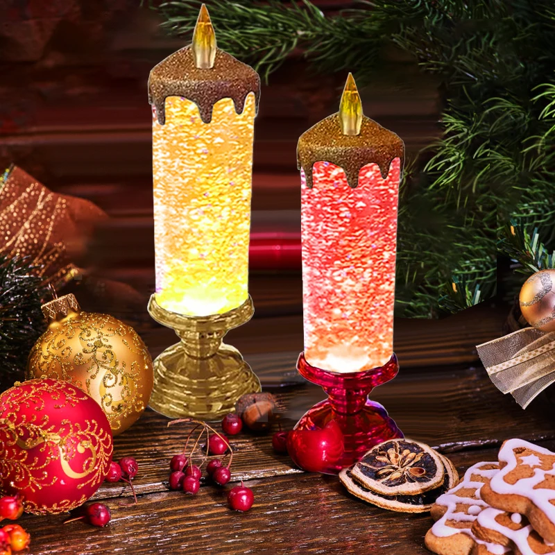 Nowa świeca LED USB Świece brokatowe Świąteczna lampa wróżka Bezpłomieniowa ekologiczna lampka nocna Xmas Party Urodziny Wesele Bar