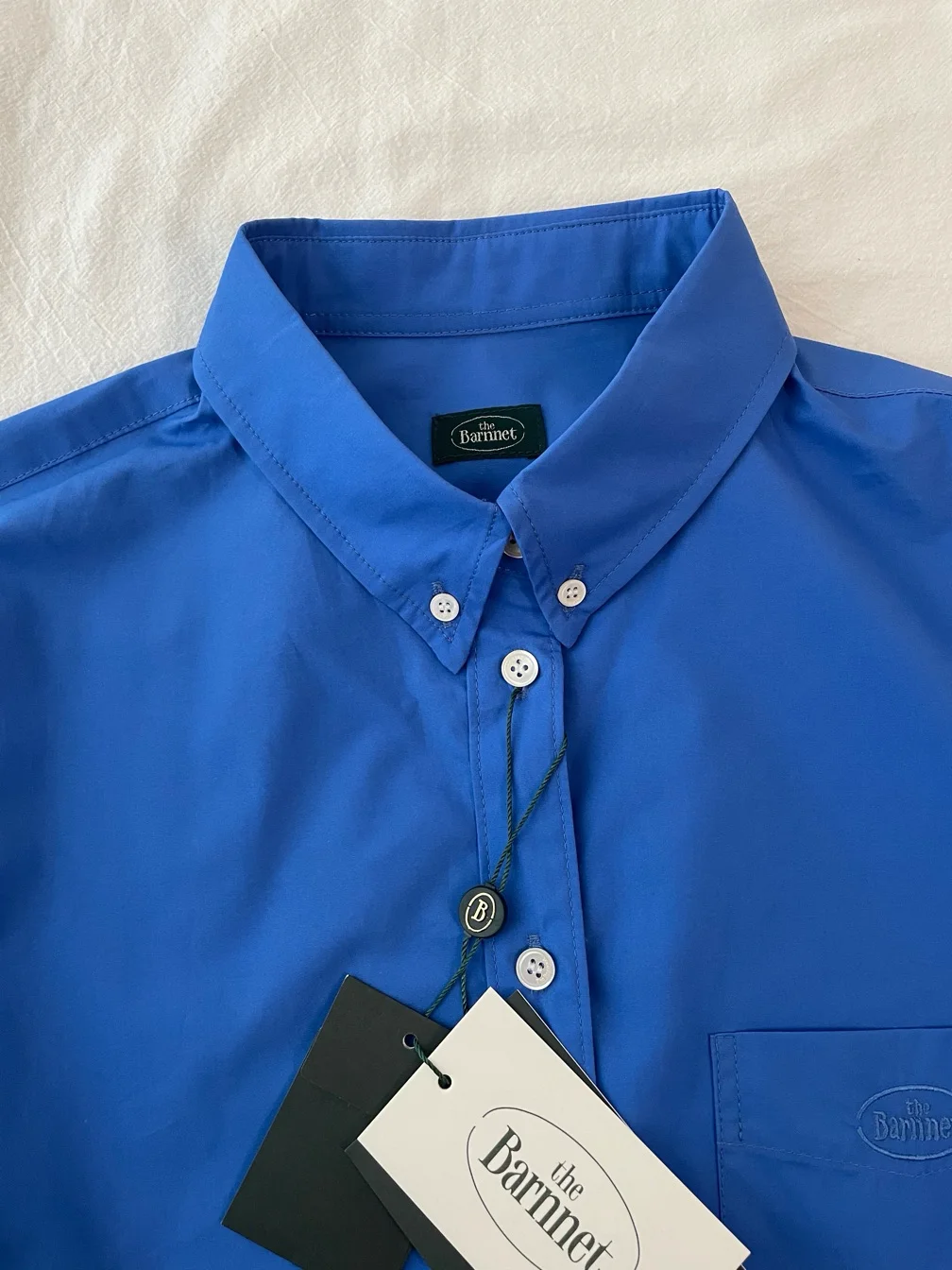 

the Barnnet Embroidered Loose Women's irt Klein Blue Commute Sle Long Sve Collar Cotton 00% Regular Thin