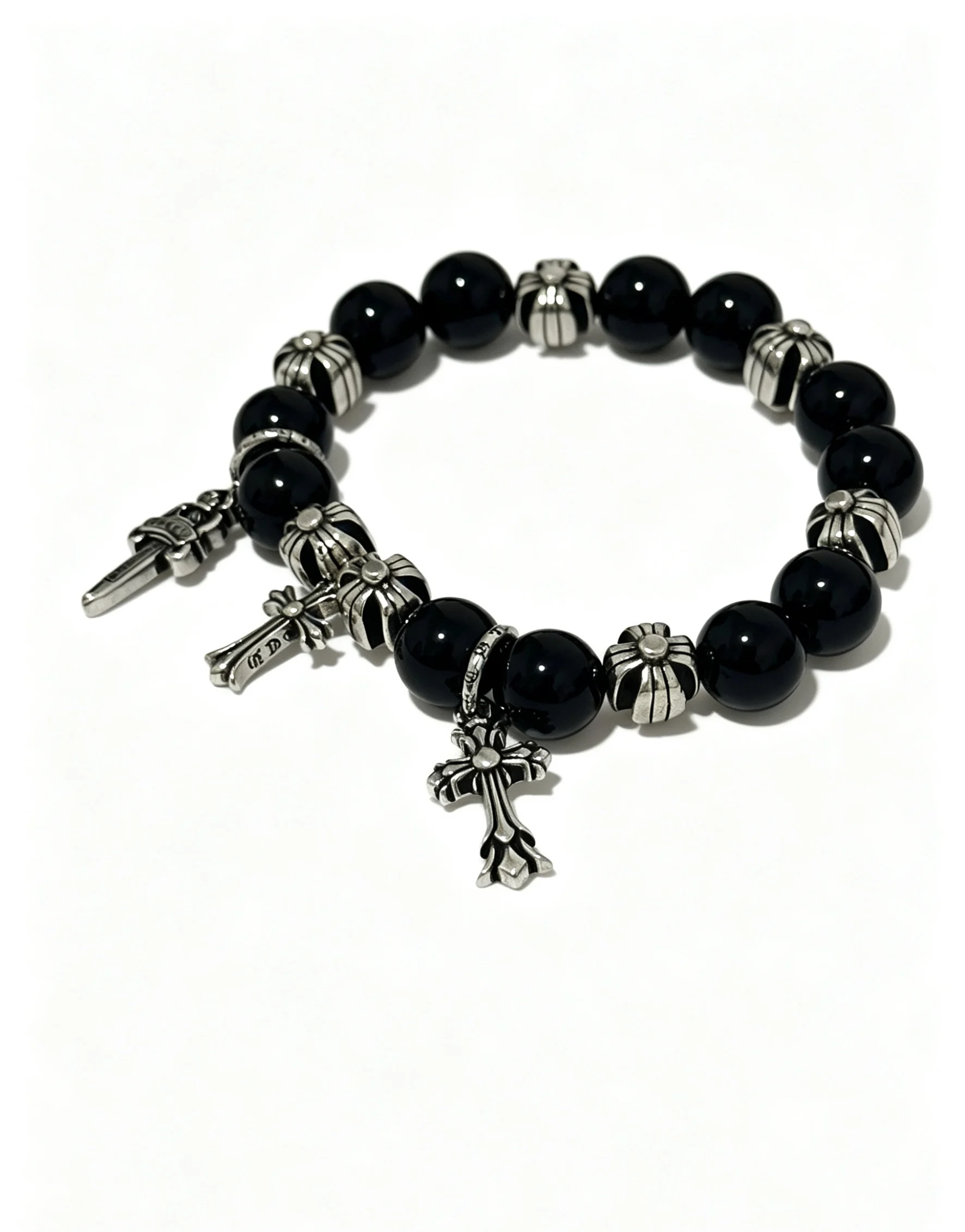 S925 sterling silver charm creative design sword pendant retro old cross charm bracelet