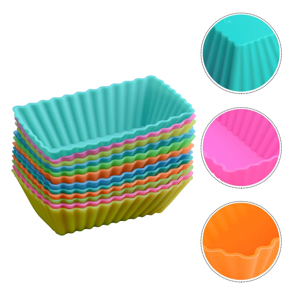 

24 Pcs Silicone Cake Mold Cup Liners Reusable Cupcake Decor Baking Supplies Rectangular Muffin