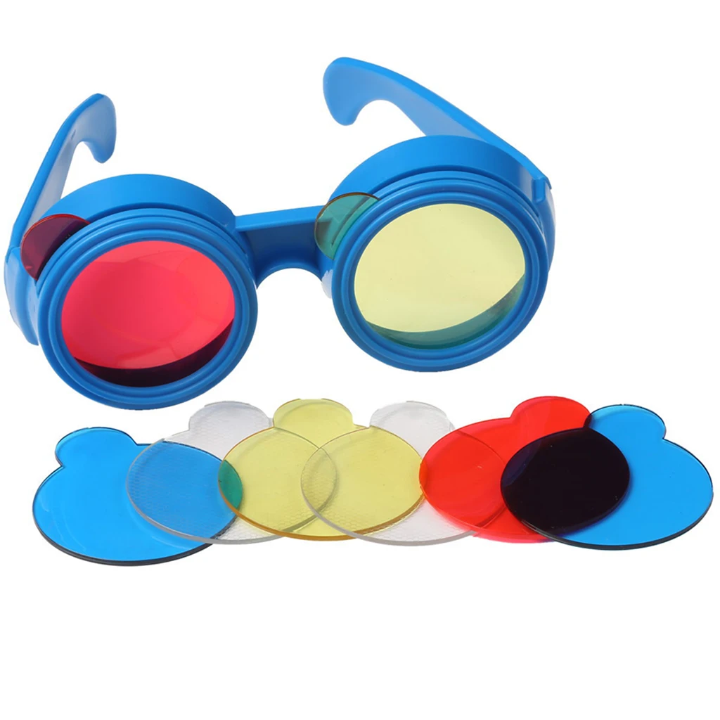 Serie de investigación científica educativa divertida para niños, mezcla de colores, gafas de tres colores primarios, juguetes para niños, gafas DIY