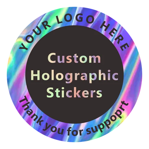 100pcs Custom Holographic Sticker Labels, Bright Silver, Gold Personalized Sticker Logo Thank You Label