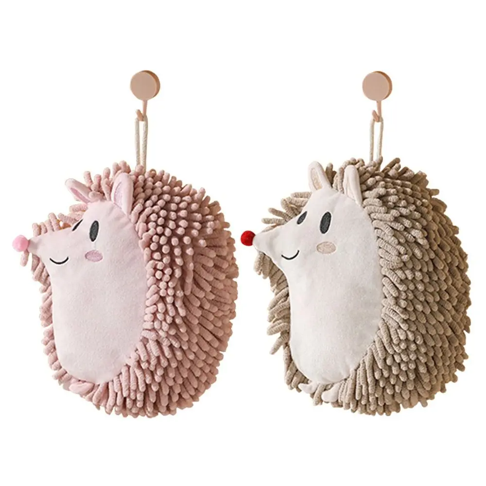 Cute Chenille Hand Towel Cartoon Hedgehog Quick Drying Cleaning Cloth Super Absorbent Soft Kitchen Handkerchief for Kitchen