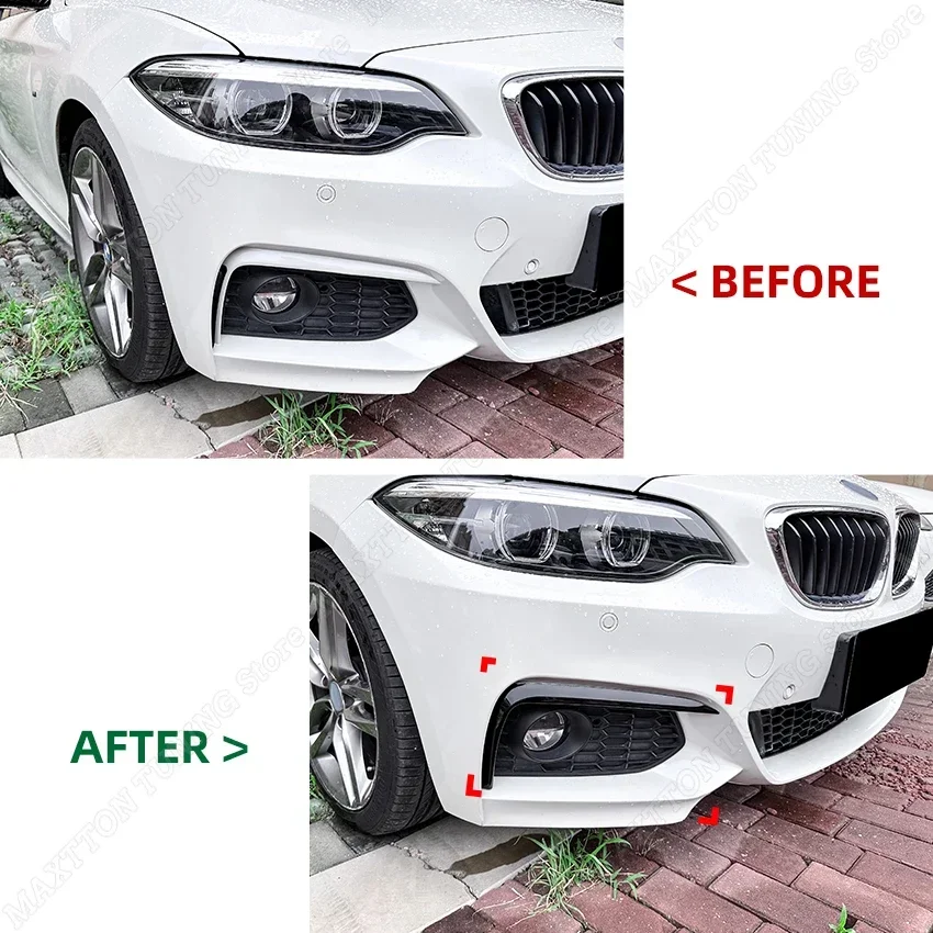 Front Bumper Spoiler Splitter Air Knife For BMW F87 M2 F22 F23 220i 228i 230i M235i M240i M Sport 2014-2022 Fog Lights Frames