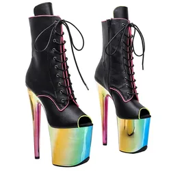 Fashion Women 20CM/8inches PU Upper Plating Platform Sexy High Heels Boots Pole Dance Shoes 322