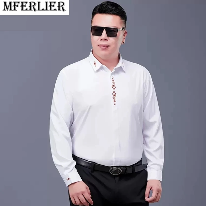 

autumn spring winter men floral shirts long sleeve dress shirt plus size 12XL 10XL 78 76 74 72 70 casual stage exhibition shirt