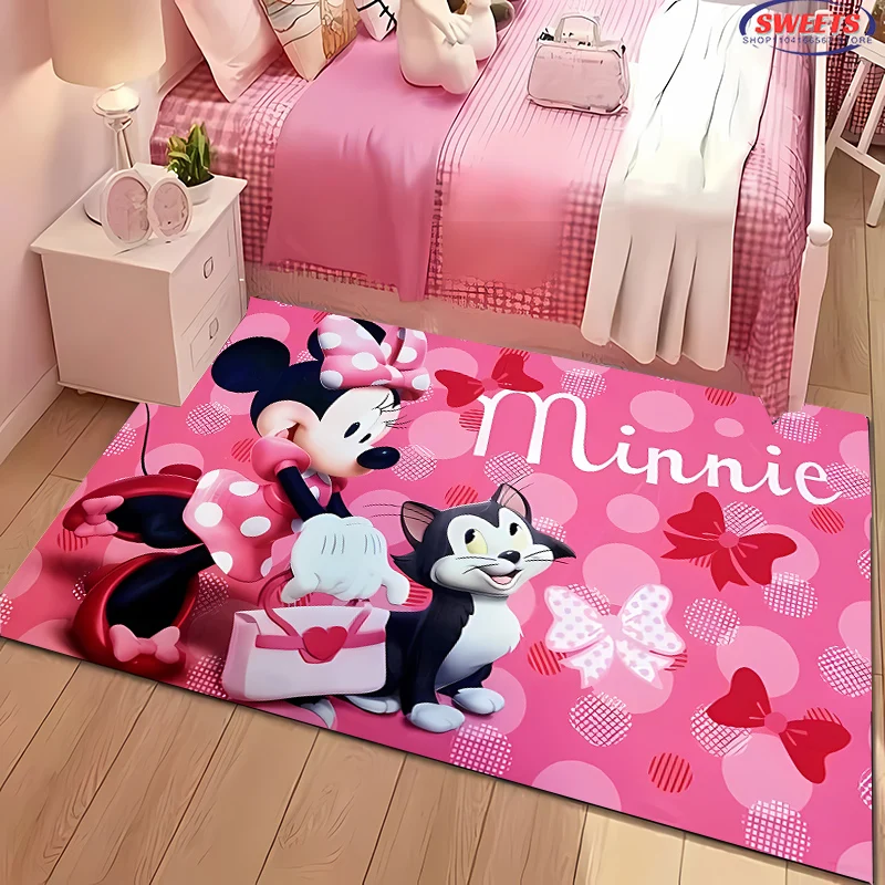 Cartoon Disney Carpet, Minnie Living Room Bedroom Bed Mat, Comfortable Non-slip Durable Rug, Modern Simple Style, Washable Rug