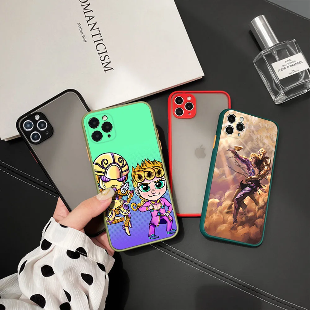 Phone Case For iphone 16 15 14 Pro Max 7 8 Plus 11 12 13 Mini XR XSMax 16Pro 15Plus JOJO Giorno Giovanna Matte Translucent Cover