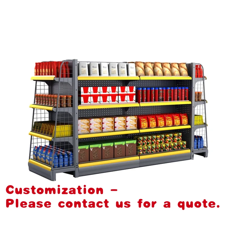 custom.Modern Supermarket Metallic Light Duty Double-Sided Racks Store Goods Display