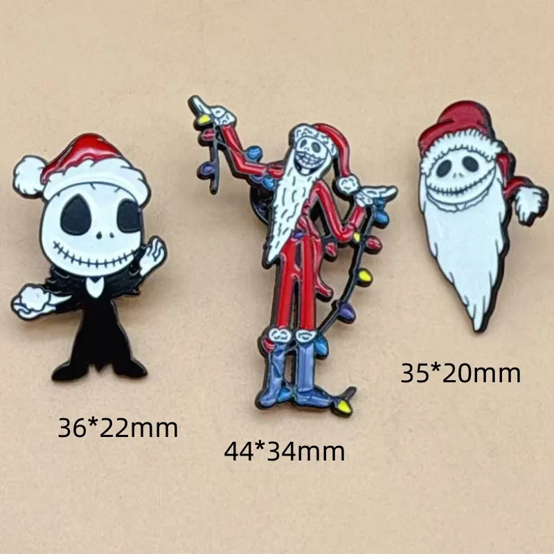 3 broches esmaltados de dibujos animados de Navidad: fantasma, gorro de Papá Noel, accesorios de Halloween, insignia, decoración para ropa y bolsos, joyería.