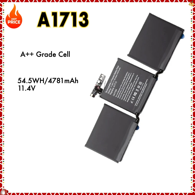 

A1713 Battery for Apple MacBook Pro 13" A1708 2016 2017 EMC 2978 3164 020-00946 MLL42LL Battery 11.4V 54.5WH/4781mAh