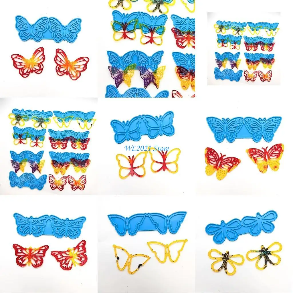 

G5GC Silicone Earring Mold Keychain Resin Mold Butterflies Pendant Mold for Crafts DIY Charms Pendant Keychain Jewelry Making