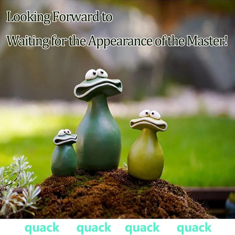 3 PCS 새로운 큰 입 개구리 정원 장식 방수 그림과 같이 큰 입 개구리 세 가족 정원 동상