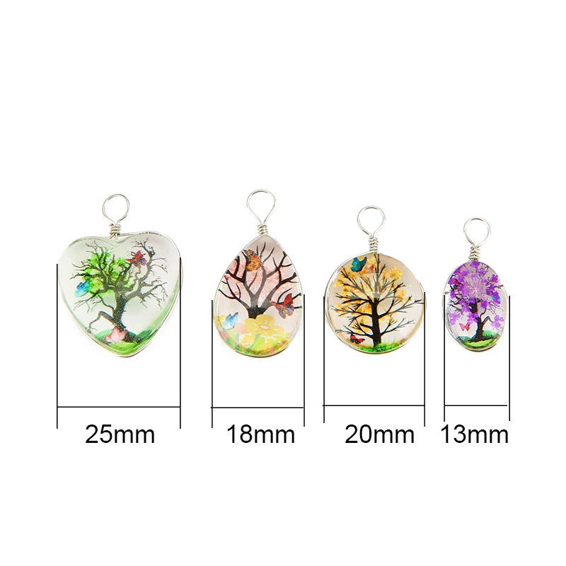 5pcs Colorful Tree Crystal Glass Earring Charms Beads Heart Droplets Necklace Pendants for DIY Bracelet Findings Jewelry Making - view 2