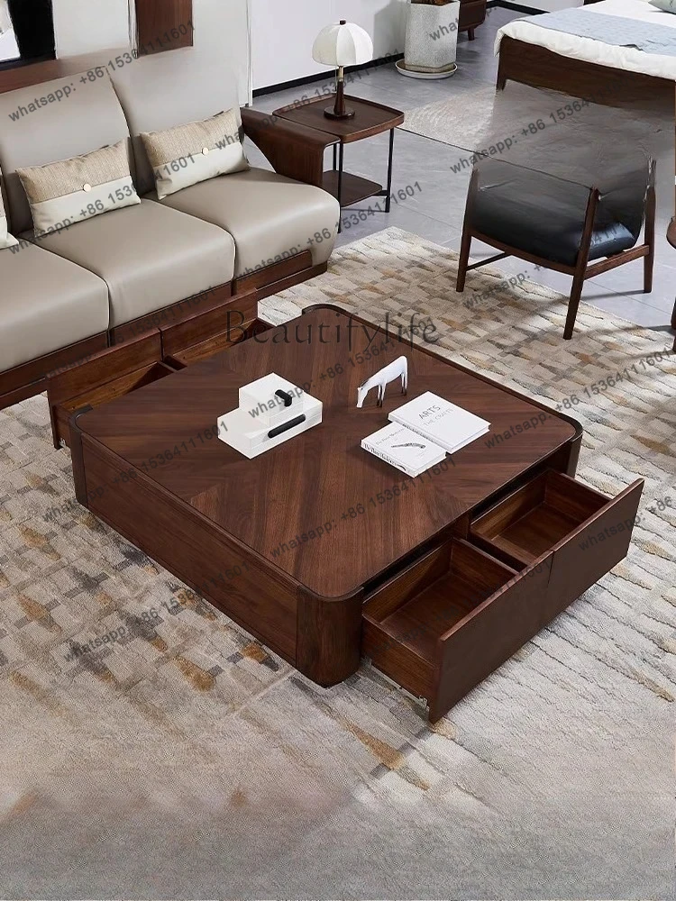 Solid Wood Coffee Table for Home Living Room Modern Color High-End Furniture Simple Square Coffee Table