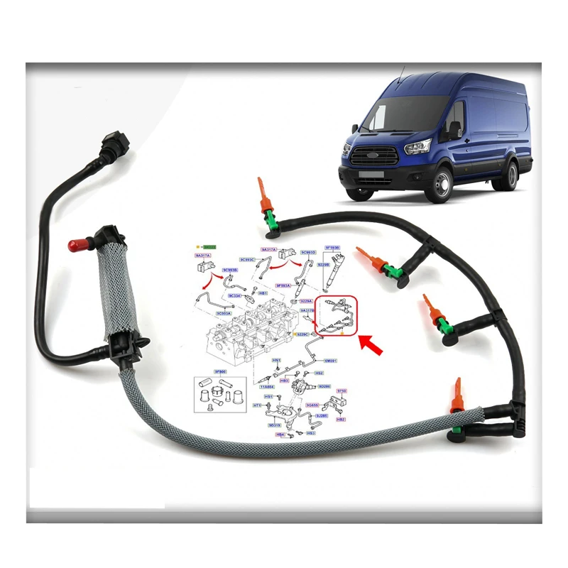 

FUEL RETURN LEAK OFF PIPE + CLIPS FOR FORD TRANSIT MK7 MK8 2.2 RWD 1761932