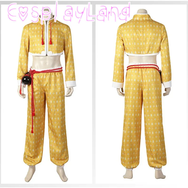 Fighting Game Jamie Cosplay Costume Hot Game Adult Men Full Set Outfit with Props Carnival Halloween Role Play Yellow Dance Suit