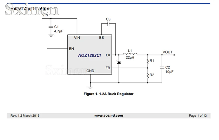 Lote de 10 piezas por lote aoz 1282 ci sot 23-6 4,5 V ~ 36V 1.2A sintonizable dc-dc buck chip