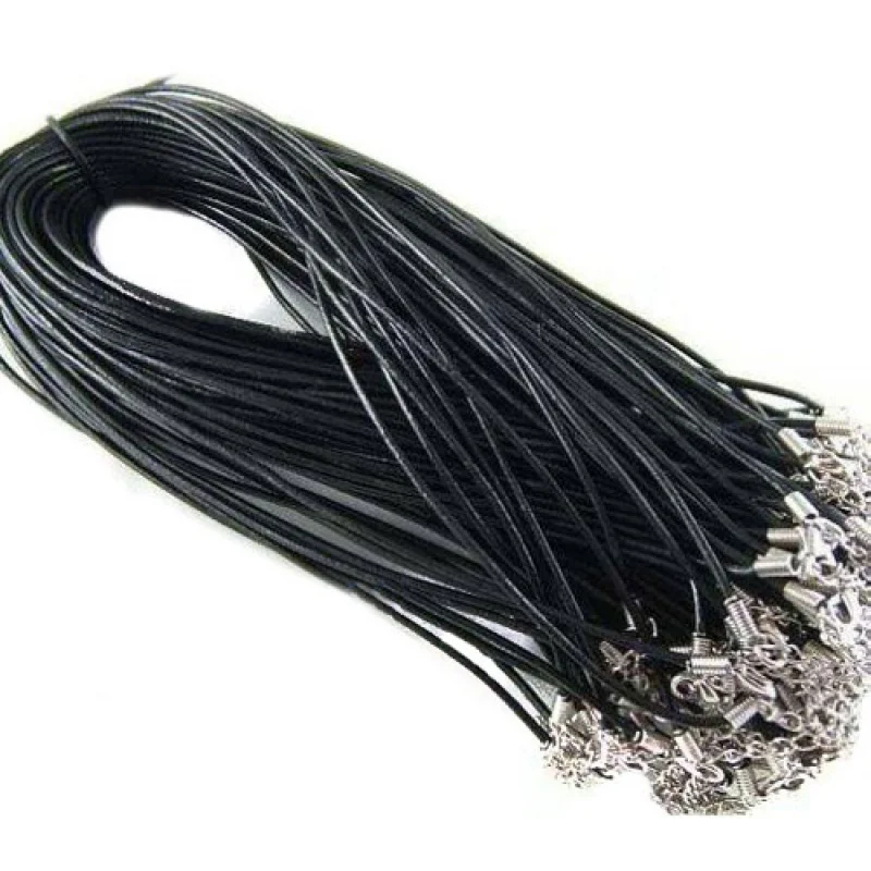 100pc set diyOrnament Accessories Korean Wax Rope Clavicle Chain Pendant Necklace Lanyard Black Leather Rope  Rope Necklace