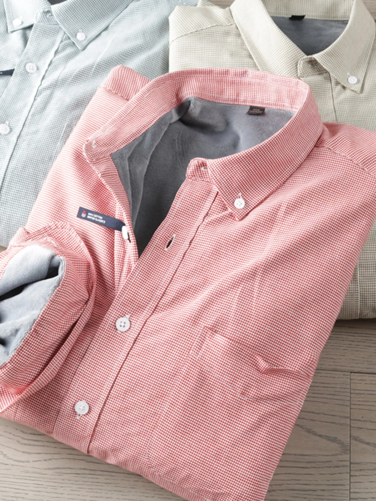 Men's Busin Cotton Flannel irt Autumn Winter Thiened Floing Pure Cotton Base Layer irt Bird Pattern