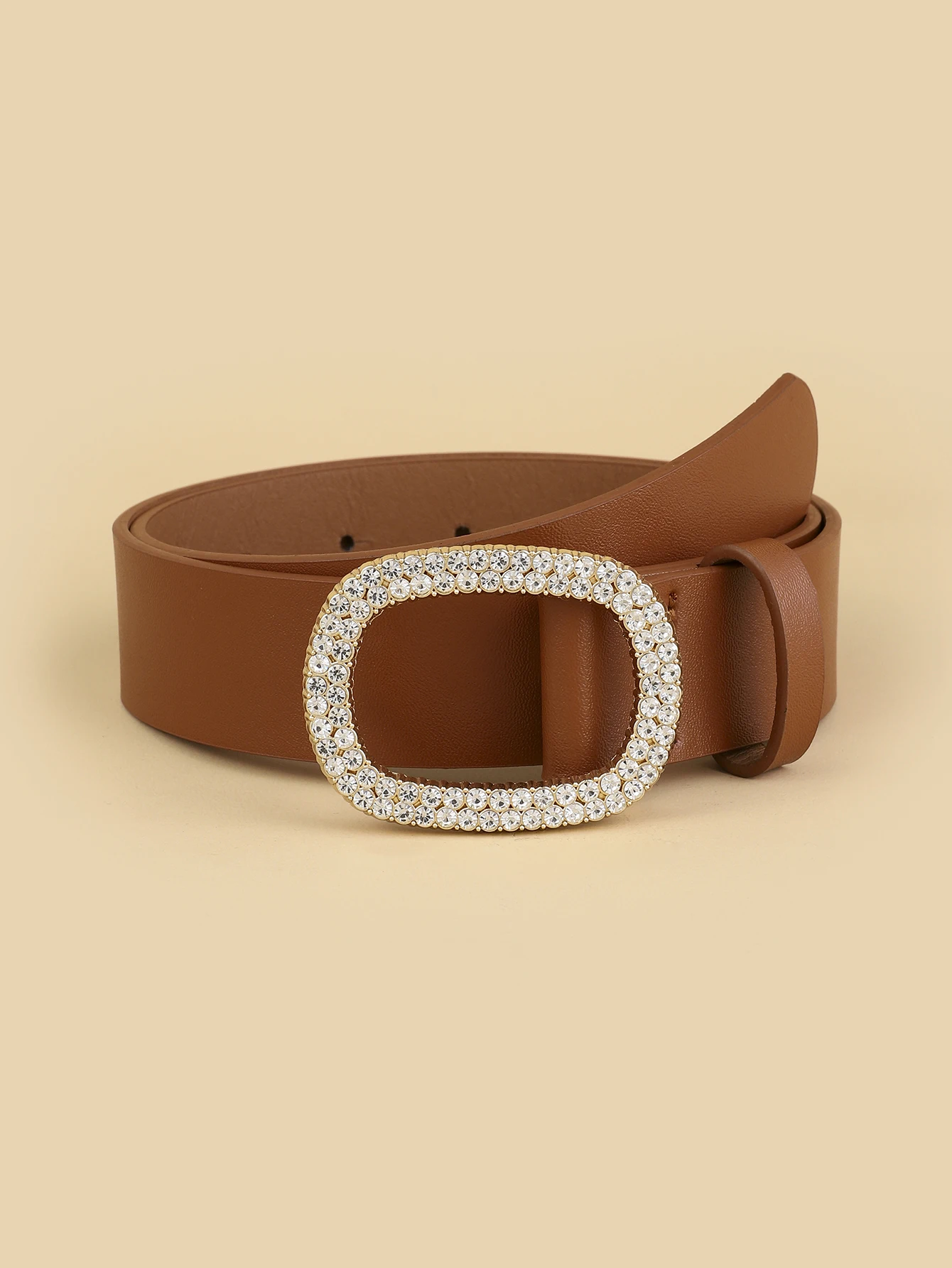 2023 Women\'s New Matching Jeans dress Oval Diamond Buckle Head Belt All-match Fashion Three-color Optional