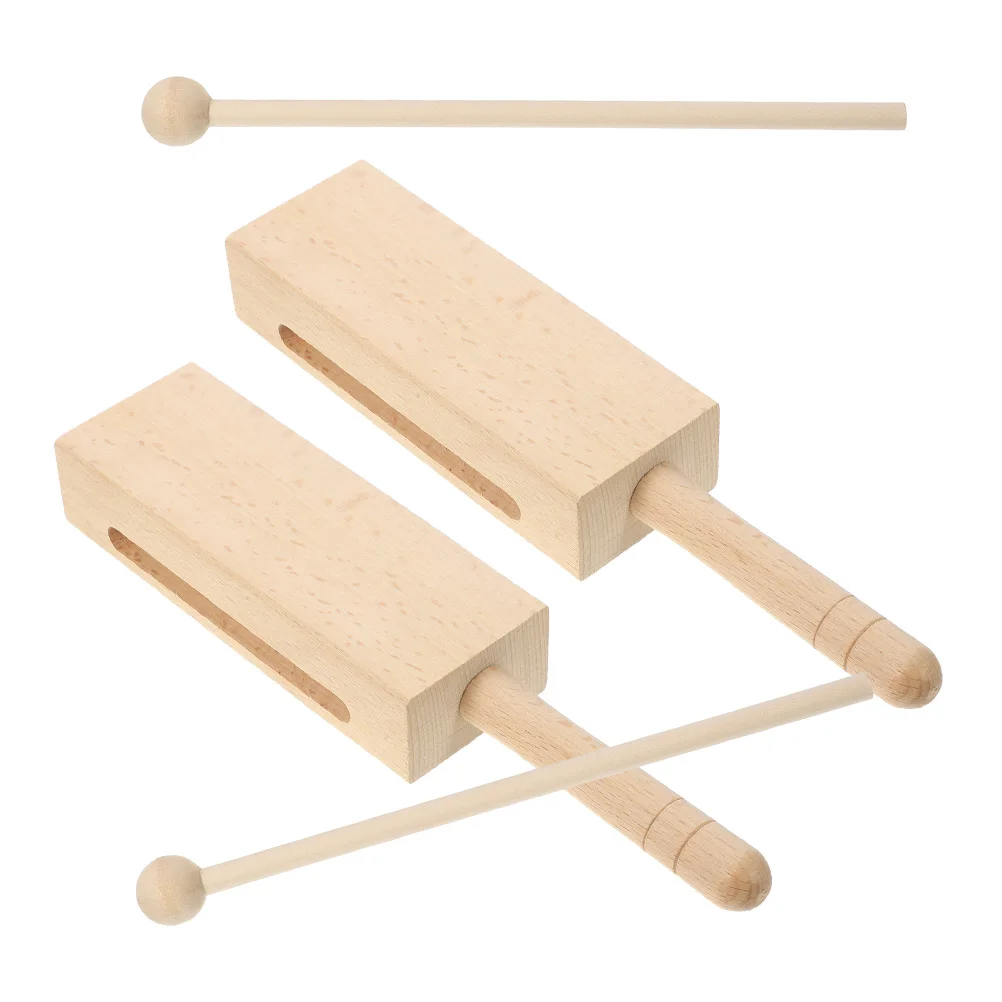 

2 Sets Wood Block Baton Percussion Instrument for Adults Large Size H held Rhythm Music Instruments Wooden Musical Tools