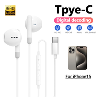 HIfi Headphones For Apple iPhone 15 Pro Max Half-in-Ear With Microphone Wired Earphone For Samsung Huawei Xiaomi USB-C Earphones