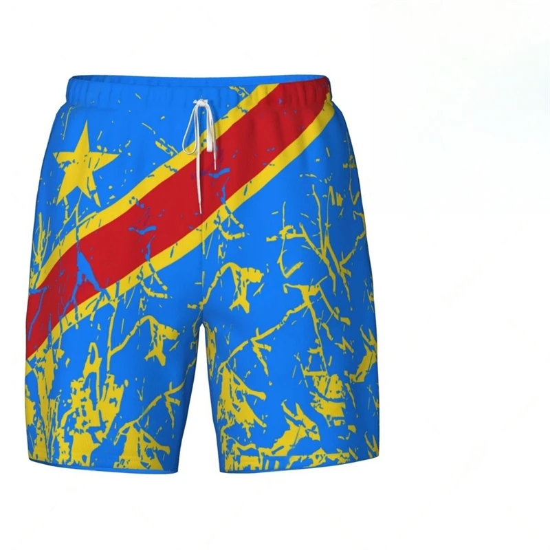 Fashion Democratic Republic Of Congo Flag Beach Shorts Summer Casual Men Women 3D Printed Short Pants Loose Quick Dry Swim Trunk