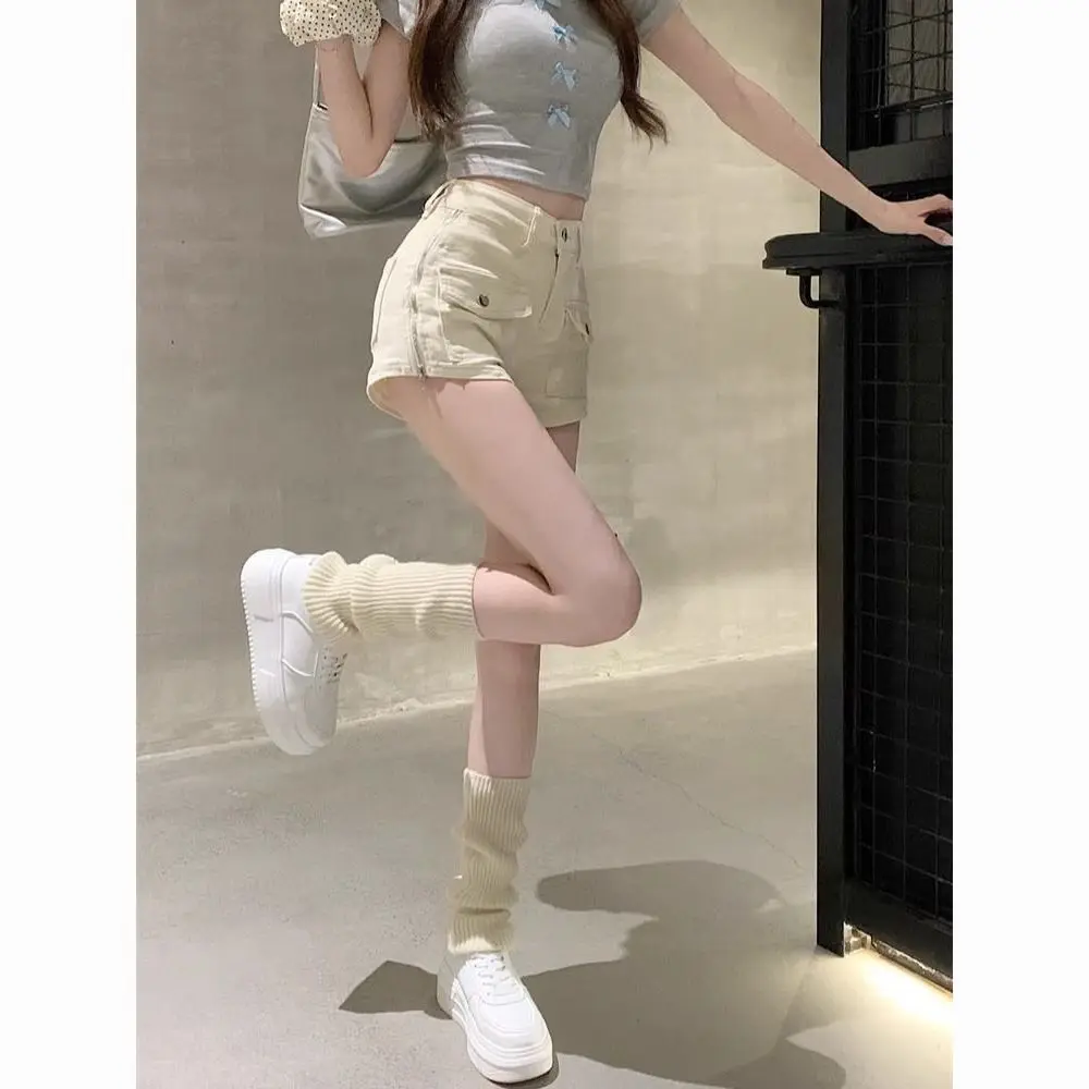 Women's Zipper Design High Waist Wide-leg Straight-leg Hot Pants American Hot Girl Work Clothes Denim Shorts