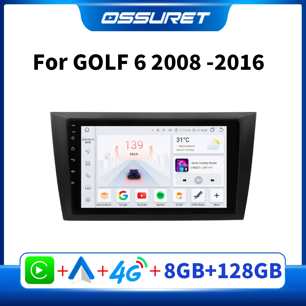 

OSSURET Android Car Radio for VW Volkswagen GOLF 6 2008 -2016 Car Stereo Multimedia Carplay 7862 Touch Screen intelligent system