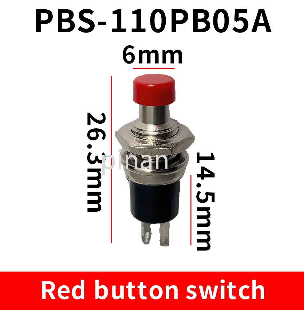 5PCS 7mm Thread Multicolor 2 Pins Momentary Push Button Switch PBS-110 (Yellow black blue white red green)