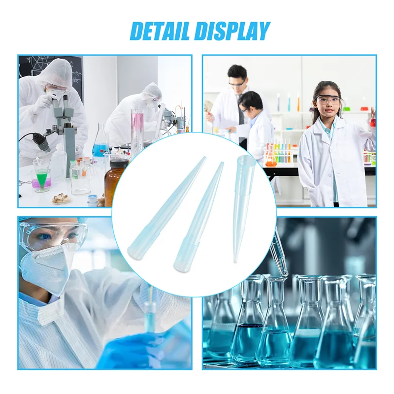 AB35-Blue Transparent 1000UL 1Ml Lab Liquid Pipette Pipettor Tips 500 Pcs