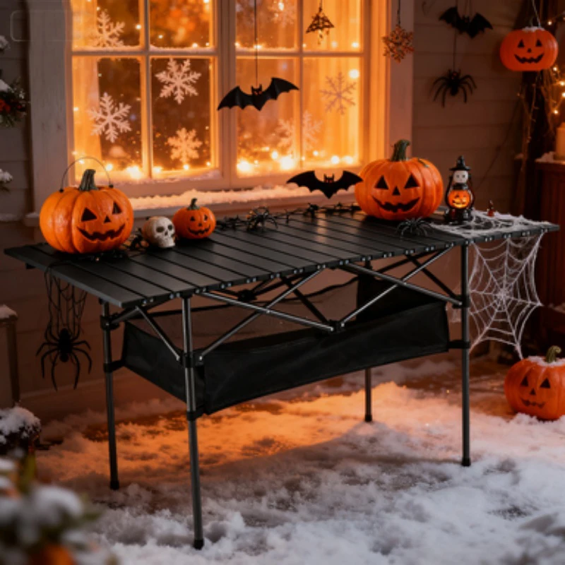 طاولة إعداد عيد الميلاد، مكتب محمول قابل للطي مع حقيبة سهلة الحمل، طاولة تزيين خفيفة الوزن للحفلات للاستخدام الداخلي والخارجي #6