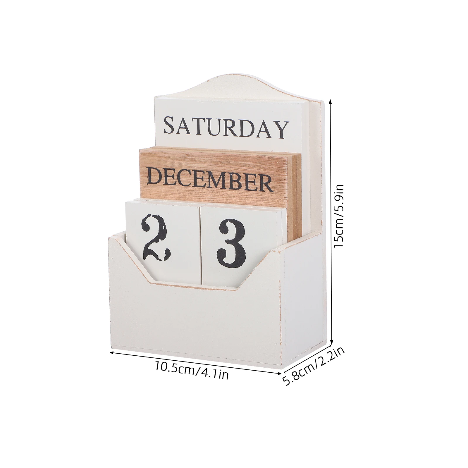 Calendario a blocchi Calendario perpetuo in legno vintage per scrivania e tavolo Visualizzazione manuale della data a blocchi di legno retrò per la decorazione dell'ufficio