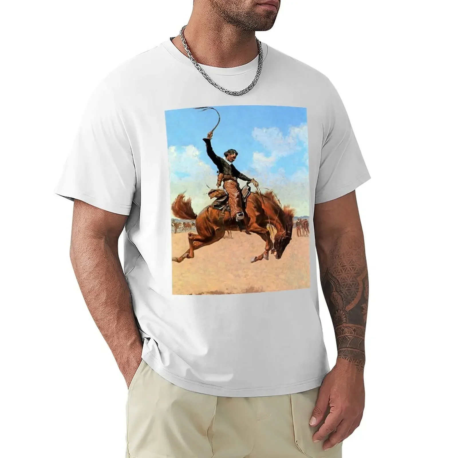 

“The Buck Jumper” by Frederic Remington T-Shirt aesthetic clothes graphic shirts anime clothes quick-drying mens workout shirts